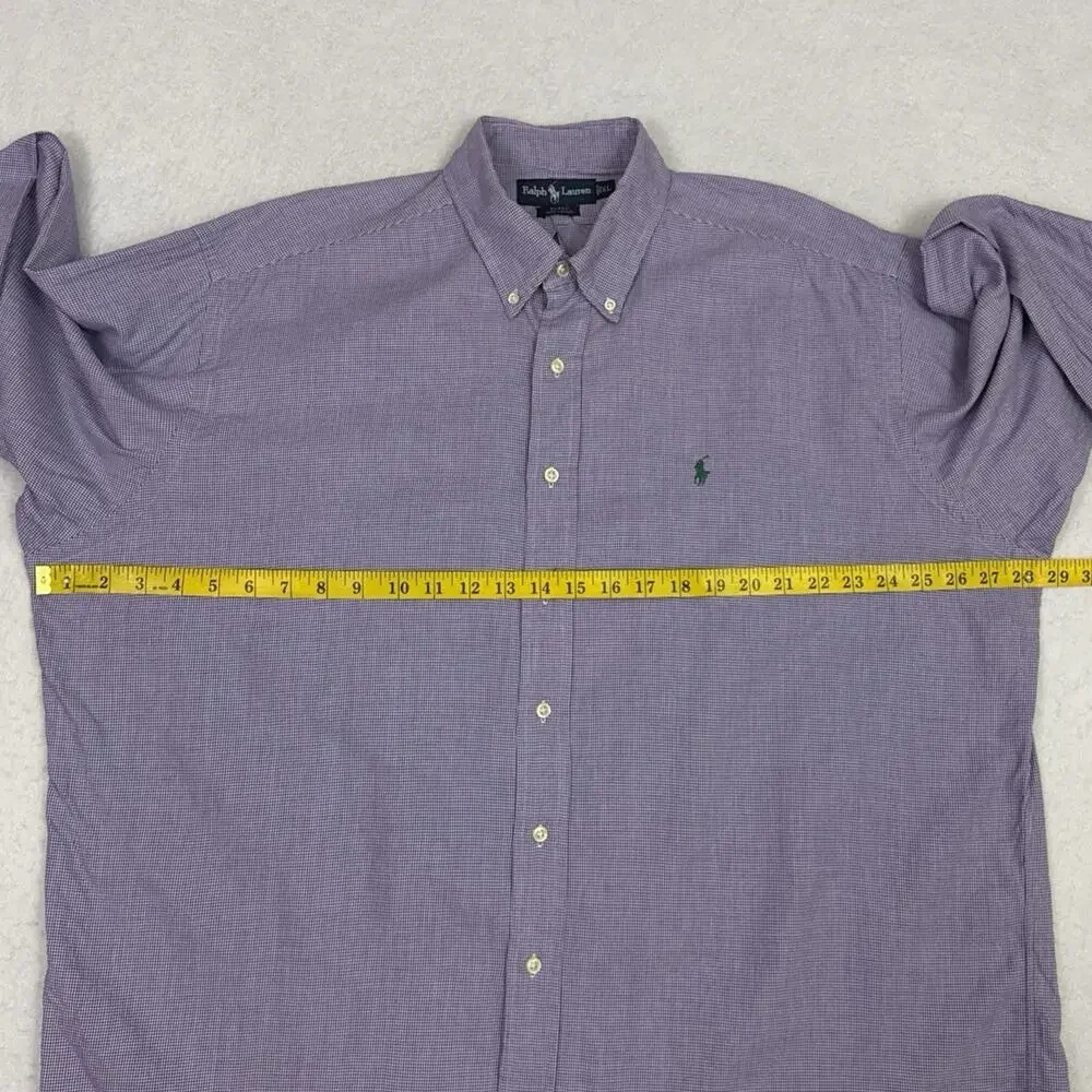 Ralph Lauren Blake Shirt Mens XL Purple Micro Houndstooth Button Down Cotton